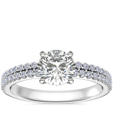 Petite Double Row Diamond Engagement Ring in 14k White Gold